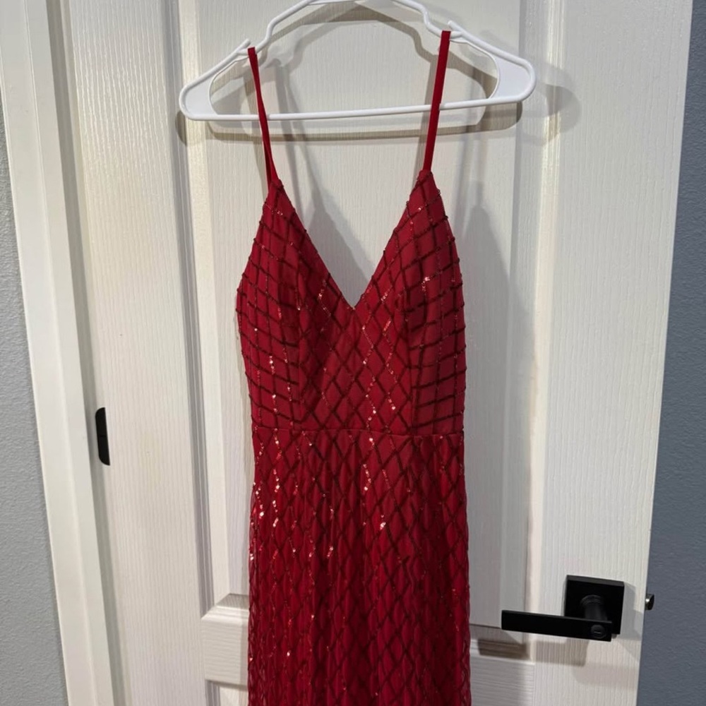 May Queen Red Backless Sequin Dress